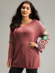Floral Embroidered Hollow Out Pullover