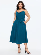 Cowl Neckline Waist-Tie Midi Dress