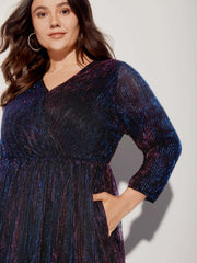 Luxe Mesh Pleated Elastic Waist Wrap Dress
