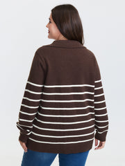 Supersoft Stripe Half-Zipper Collar Pullover
