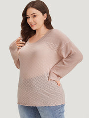 Supersoft Essentials Geometric Curved Hem Patchwork Very Stretchy Pullover