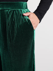 Textured Wide-Leg Flowy Pants