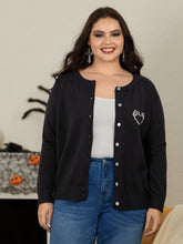 Skeleton Heart Jacquard Button Front Cardigan