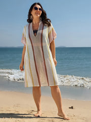Colorblock Cut-Out Knit Swim Cover-Up