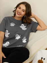 Stretch Crew Neck Ghost Print T‑Shirt