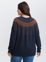 Supersoft Fair Isle Yoke Color Contrast Pullover