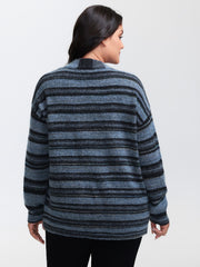 Wool Blend Curvy Hem Knit Cardigan