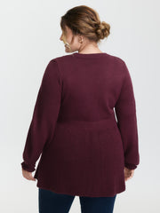 Textured Ruffled Lantern Sleeve Pullover