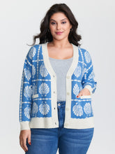 Shell Pattern Jacquard Knit Cardigan