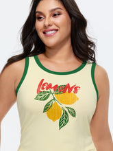 Cotton Lemon Print Scoop Neck Tank Top