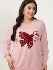 Romantic Pigeon Jacquard Pattern Pullover