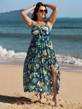 Tropical Print One Piece Swimsuit Sarong Set