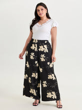 Floral Print Stretchy Waist Wide-Leg Pants