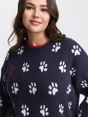 Supersoft Cute Paw Round Neck Pullover