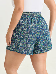 Floral Print Rope Tie Waist Shorts