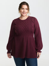 Textured Ruffled Lantern Sleeve Pullover
