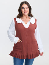 Tissue Textured Ruffled Sleeveless Pullover
