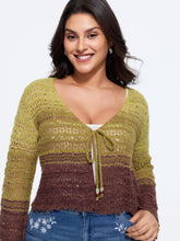 Ombre Tie Front Cut Out Cardigan