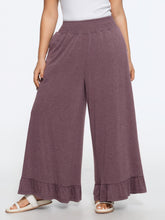 Supersoft Elastic Waist Ruffle Hem Wide Leg Pants