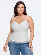 Stretchy Lace Scalloped Adjustable Spaghetti Strap Tank Top