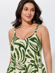 Supersoft Abstract Print Spaghetti Strap Wide Leg Jumpsuit