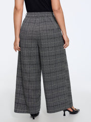 Checkered Pleated Loose Fit Wide Leg Pants