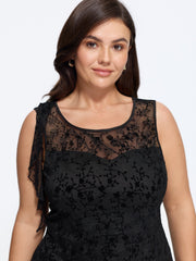 Solid Lace Round Neck Tank Top