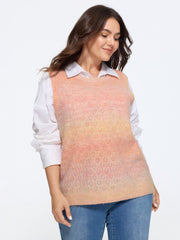 Crew Neck Gradient Space Dye Hollow Sweater Vest