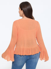 Lightweight Flared Sleeve Ruffle Hem Cardigan