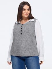 Heather Natural Wool Button Front Sweater Vest
