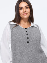 Heather Natural Wool Button Front Sweater Vest