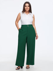 Stretchy Double‑Button Pockets Wide Leg Pants