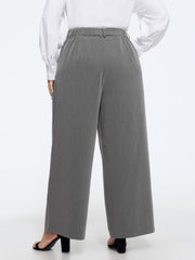 Button‑Zip Closure Pockets Wide Leg Pants