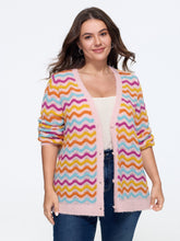 Textured Wavy Stripe Button Down Cardigan