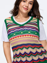Colorful Stripe Chevron Crochet Sweater Vest