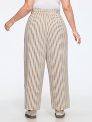 Vertical Stripe Drawstring Elastic Waist Pocket Pants
