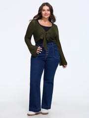 Cut Out Front Tie Cropped Cardigan