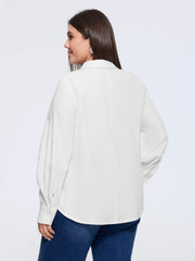 Plain Curved Hem Button Down Shirt