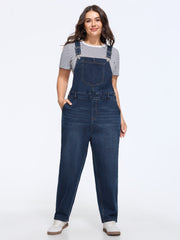 Stretchy Adjustable Shoulder Straps Denim Jumpsuit