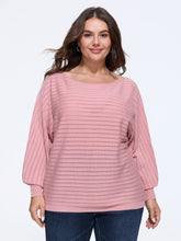 Boat Neck Eyelet Stripe Casual Pullover