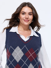 Argyle Color Contrast Sweater Vest