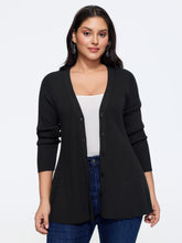 Solid V‑Neck Button Front Cardigan