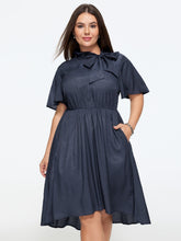 Bow Neck Flutter Sleeve Pocket Mini Dress