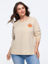 Pumpkin Jacquard Pattern Crew Neck Pullover