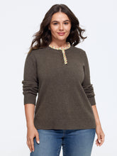 Supersoft Floral Ruffle Trim Half Button Pullover