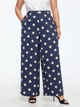 Geometric Print Pocket Wide Leg Pants