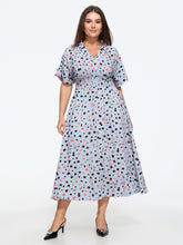 Geometric Print Shirred Waist Maxi Dress