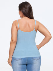 V‑Neck Lace Trim Ribbed Knit Cami Top