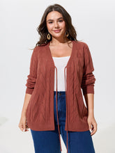 Tie Front Cutout Cable Knit Cardigan