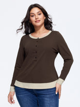 Cotton Stretch Button Placket Contrast Trim T-Shirt